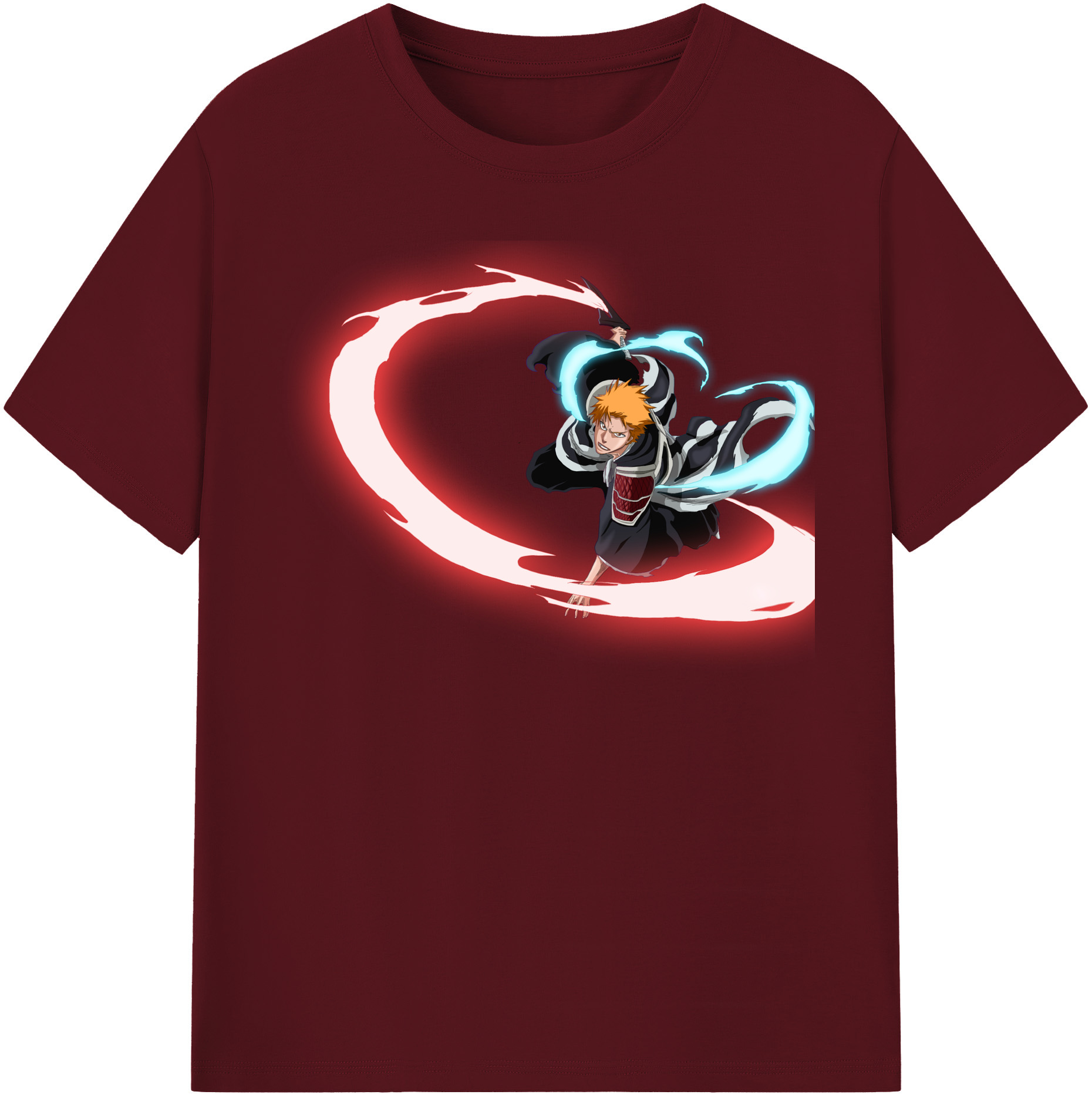 （画像用） ブリーチ 黒崎一護（くろさき いちご）BLEACH Kurosaki Ichigo 綿100％半袖Tシャツ（フロントプリント）